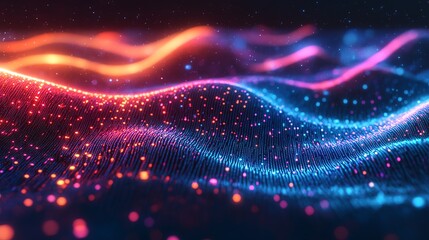 Obraz premium Abstract pink and purple glowing wave pattern.