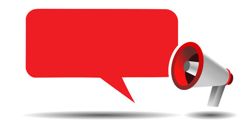 3d megaphone with thunder and blank space for poster, flyer, attention, speech, marketing, advertisement, announcement, talking, protest, storytelling