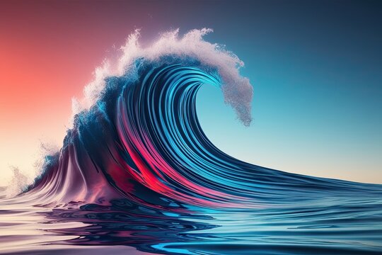 3D Surreal Contour Element Resembling a Riptide with Stunning Dynamism and Vivid Colors