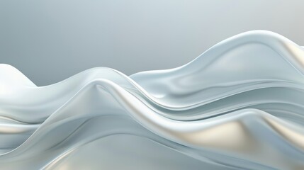 Obraz premium Elegant White Abstract Wallpaper, featuring flowing wave patterns, a tech-inspired design, minimalistic aesthetic, ideal for modern interior spaces and digital applications.