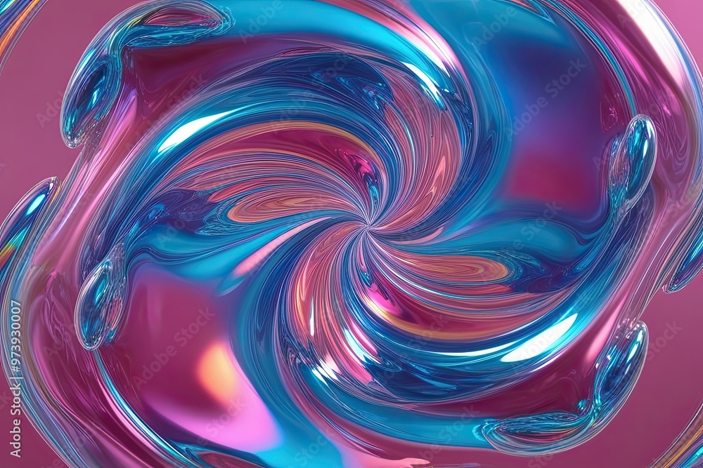 Poster captivating three-dimensional prismatic fluid swirl bubble visualization