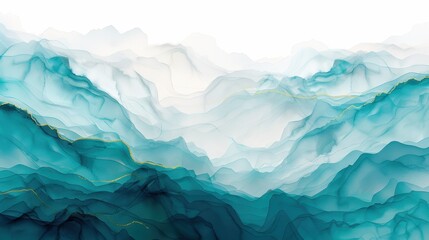 Obraz premium Boho Abstract Mountain Landscape, Elegant dark teal and light gold textures create a serene minimalist backdrop, perfect for wall art prints and canvas decor.