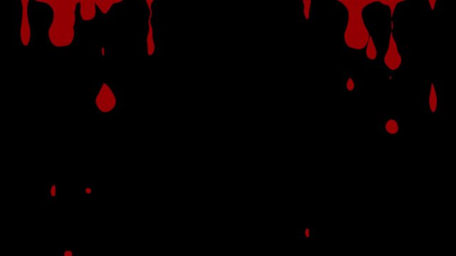 Red dripping overlay on transparent background and on a black background.