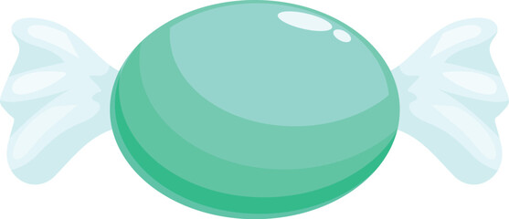 Round piece of green candy being held by its white wrapper