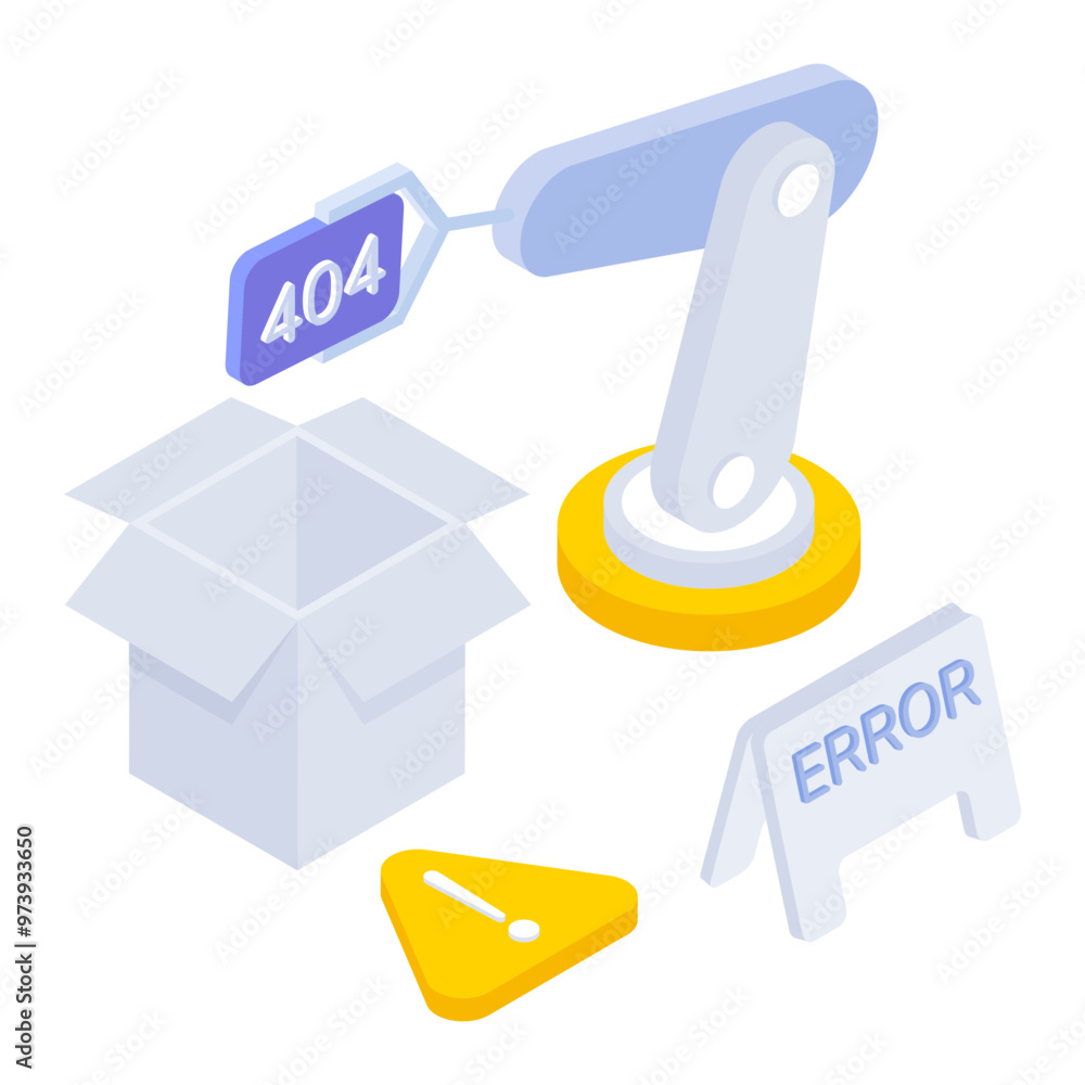 Canvas Prints robot found 404 error, isometric icon