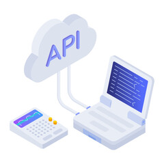 An isometric style icon of api service 

