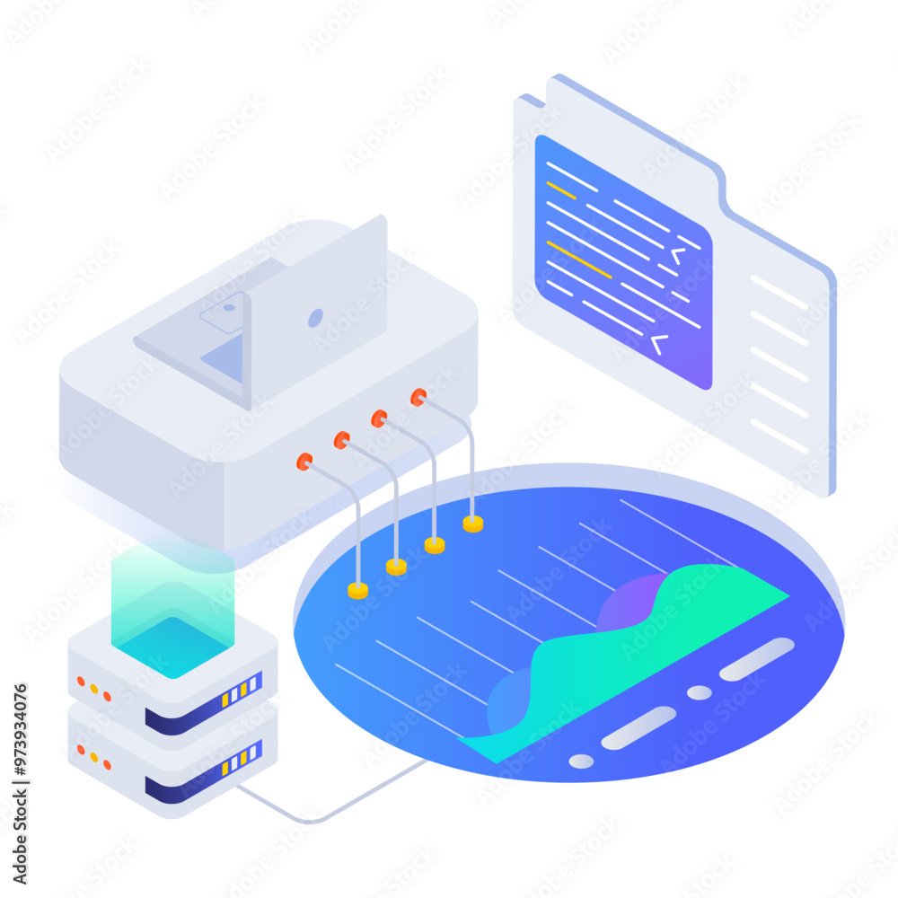 Canvas Prints an isometric icon of software analytics