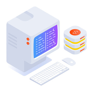 An isometric icon of code testing process 