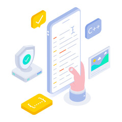 An isometric icon of secure coding 

