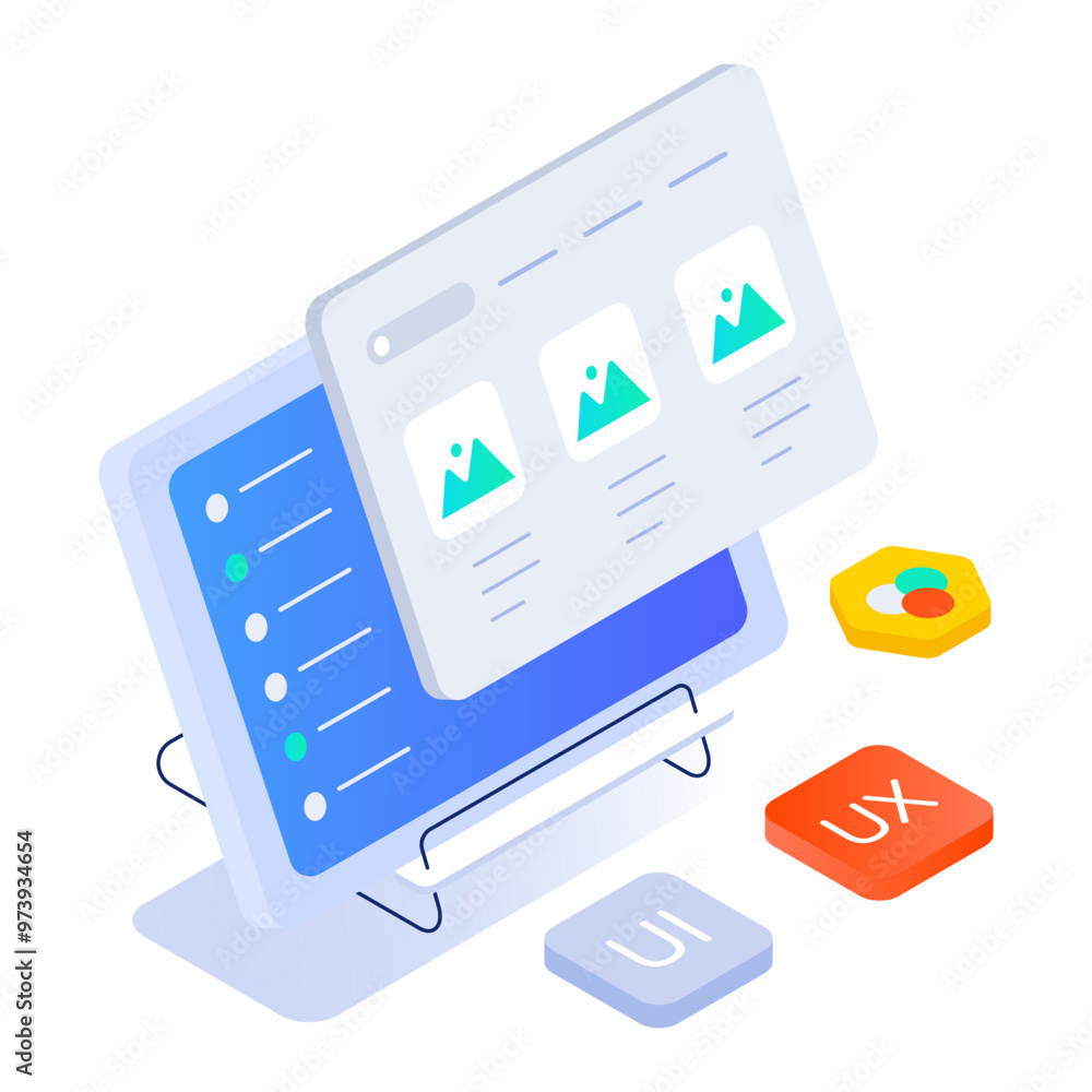 Wall mural an icon of web design in isometric style