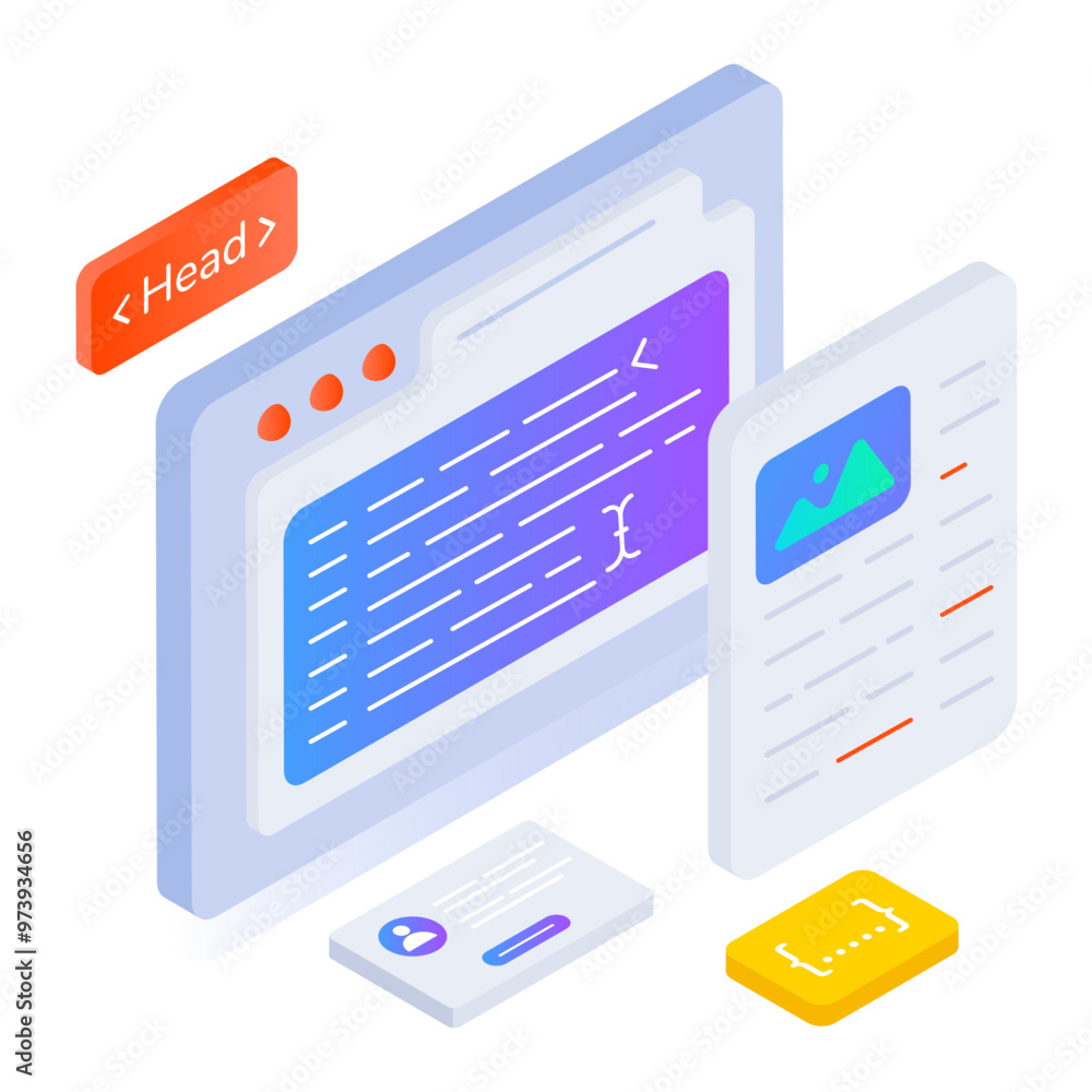 Canvas Prints an isometric icon of website building