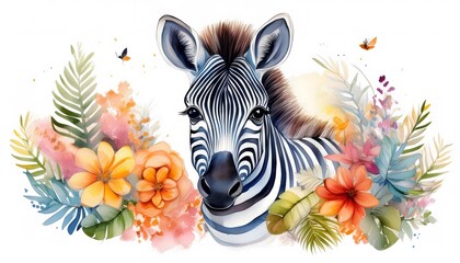 Fototapeta premium zebra and flowers