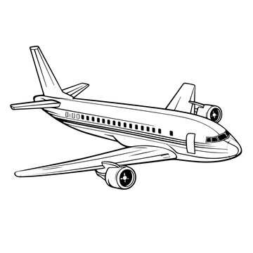 recommend clip art: Sleek vector airplane icon in minimalist outline design.