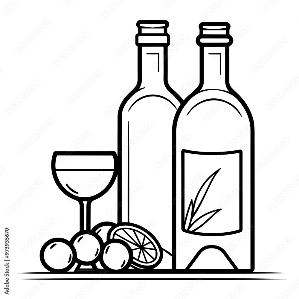 Poster minimalist vector outline of a drink icon for versatile use.