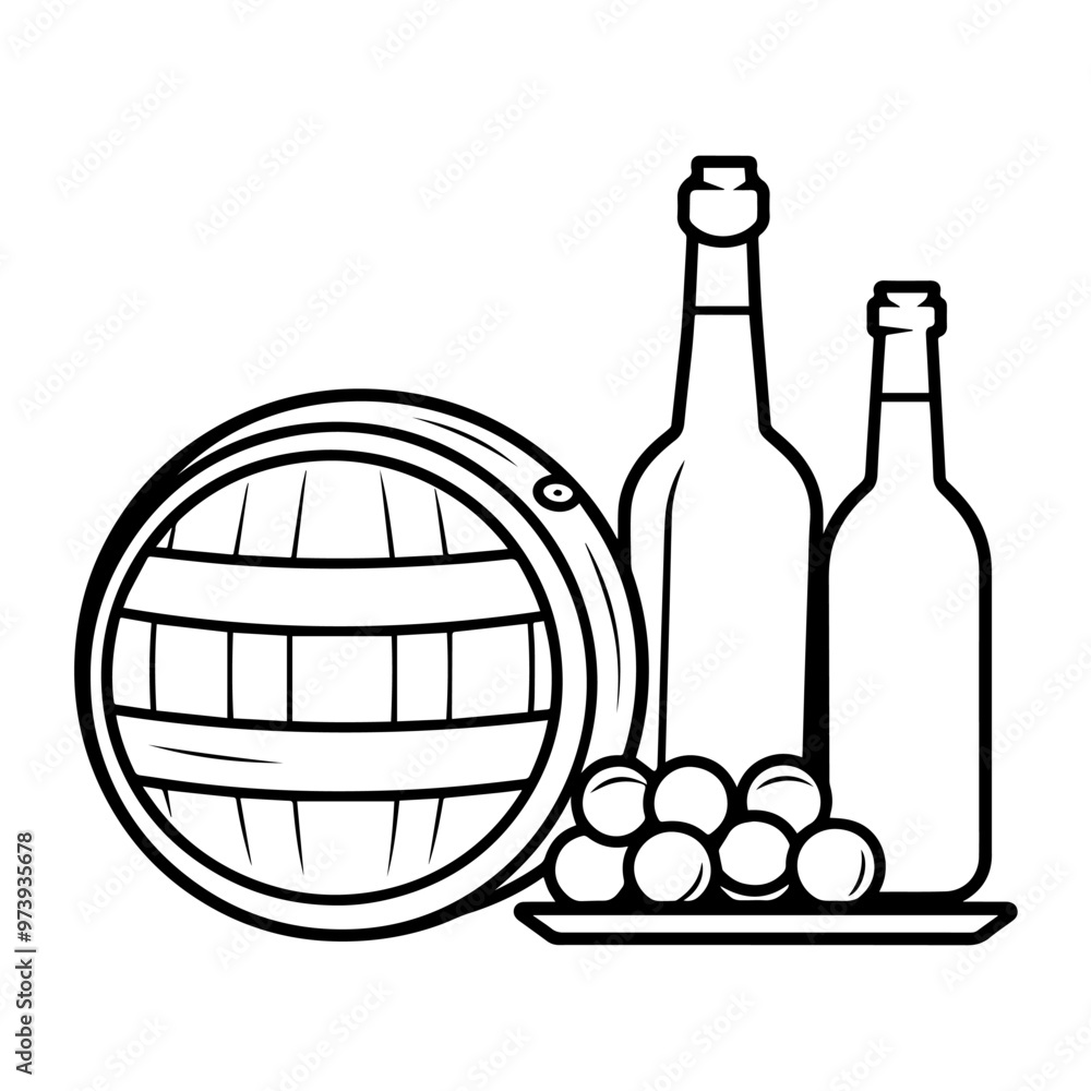 Poster minimalist vector outline of a drink icon for versatile use.
