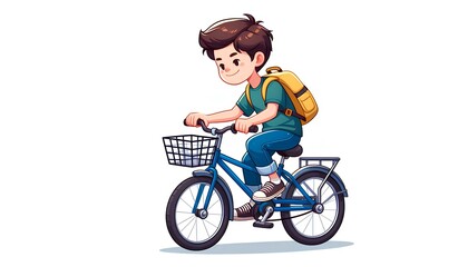 Cartoon man riding bike 