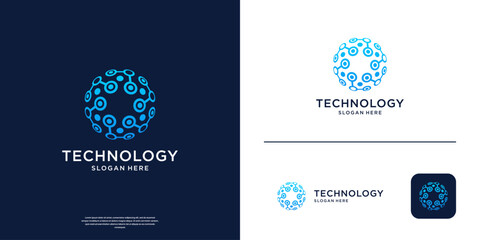 Circle connection logo. Abstract technology symbol logo design.