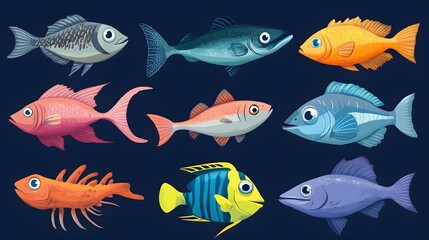 Collection of Colorful Cartoon Fish with Big Eyes
