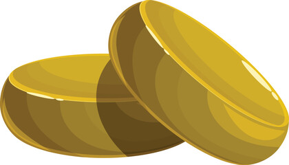 Two gold coins are lying on top of each other, shining in the light