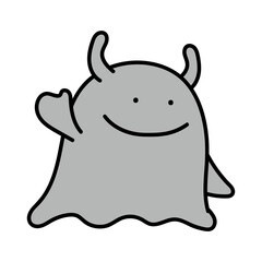 手を振るスライムみたいな宇宙人