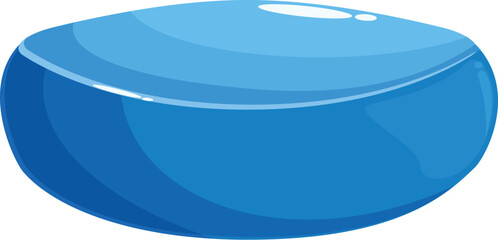 Cartoon vector illustration of a shiny blue stone button, perfect for casual mobile game ui