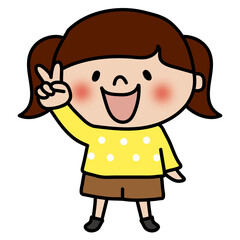 ピースをする子供（女の子2）