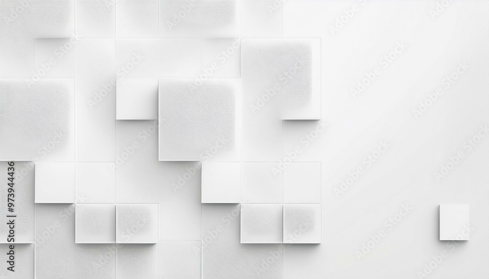 Poster random shifted white scaled cube boxes block background wallpaper banner texture pattern.