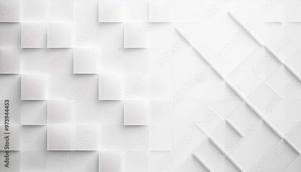 Poster random shifted white scaled cube boxes block background wallpaper banner texture pattern.