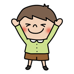 バンザイをする子供（男の子2）