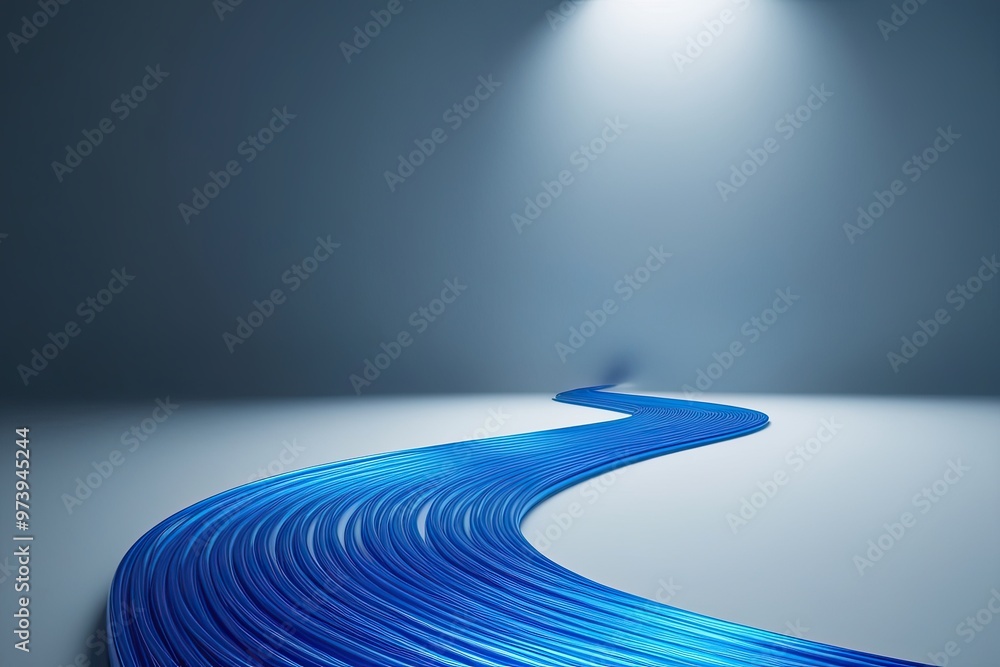 Poster serene blue stream flowing smoothly through an empty space