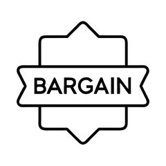 Minimalist "Bargain Bin" Icon, shopping cart with discount tag, modern design