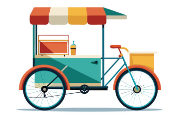 Ice cream cart cargo bike Vector Icon, Illustration on white background.