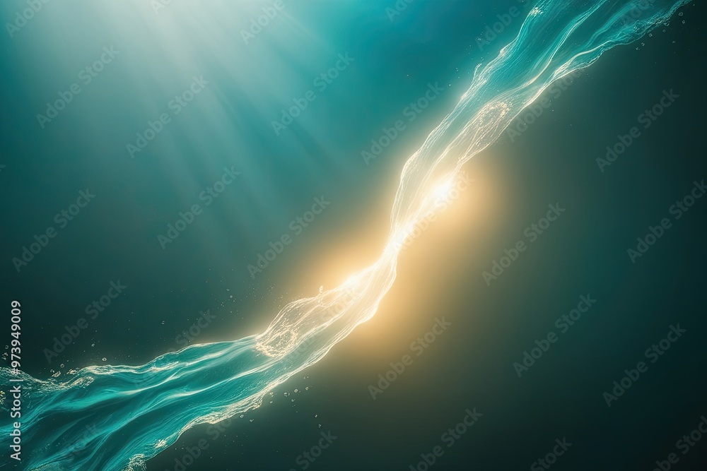 Poster glowing aqua stream on isolated canvas with ethereal luminescence