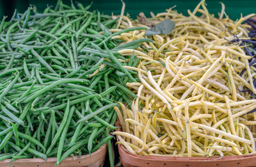 fresh vegetable in container at farmer’s market