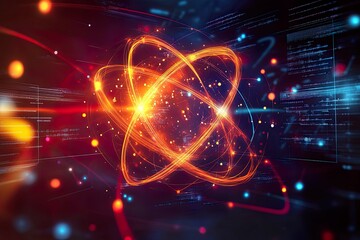 Fototapeta premium Abstract representation of atomic structure and energy.