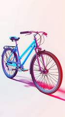 Fototapeta premium bicycle bike cycle transportation wheels two-wheeler pink lighting neon colors gradient effect retro style urban mobility outdoor activity cycling gear 