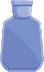 Blue plastic bottle with lid for shampoo or lotion standing on white background