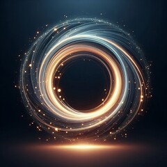 Obraz premium Fractal burst arrangement with blue, yellow, red and black spirals creating a cosmic energy design in a dark galaxy backdrop