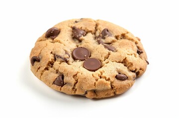 A chocolate chip cookie isolated on a white background