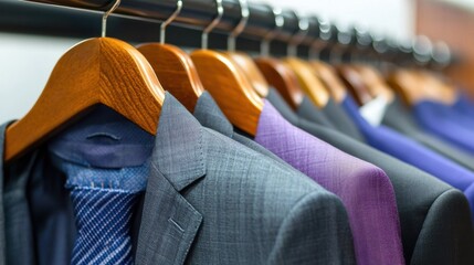 Fototapeta premium Diverse Collection of Stylish Clothing Displayed on Clothing Rack