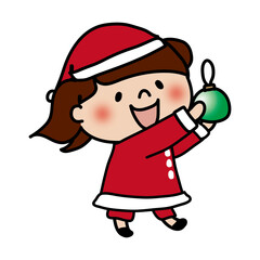 クリスマスの飾りつけをする子供（女の子2）