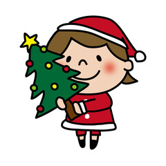 クリスマスツリーを運ぶ子供