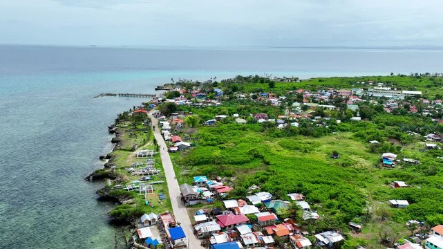 Aerial shot of the small Olango Island just off the coast of Cebu City Philippines.