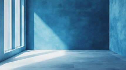 Abstract blue room background with special lighting Grunge Texture and Illusive Light Play for Artistic Inspiration. 