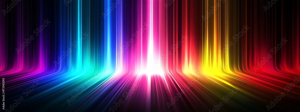 Poster motion gradient light rays banner: vertical line backgrounds with vibrant rainbow spectrum using, ge
