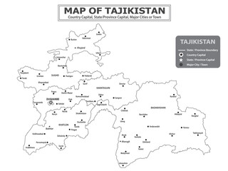 Obraz premium Geography Political map. Political map of country with capital, province or state capital, major cities and town.
