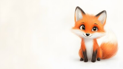 Obraz premium A Cute Cartoon Fox with Big Eyes and a Fluffy Tail