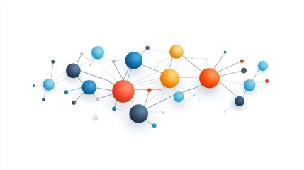 Interconnected Digital Network of Nodes and Molecules on Abstract Background