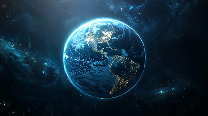 Fototapeta premium Earth From Space panoramic view of planet earth from space