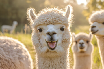 Obraz premium Alpaca day in a mountain.